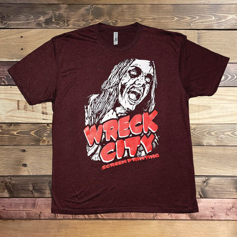 Wreck City Zombie 2.0 Tee - Heather Oxblood